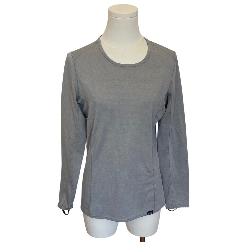 Patagonia Midweight Capilene Baselayer PolarTec Thumb Hooks Size Small Gray